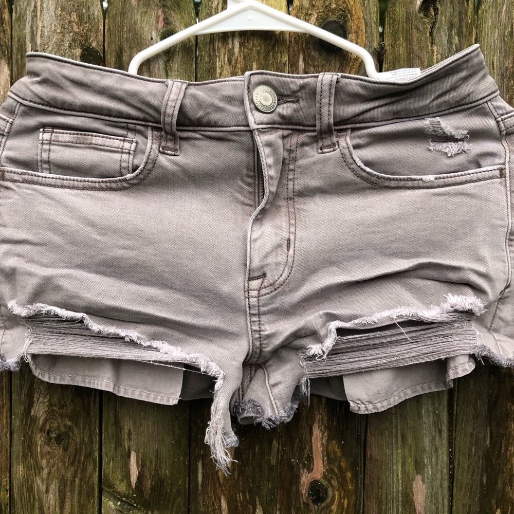 American Eagle Grey Slightly Ripped Jean Shorts